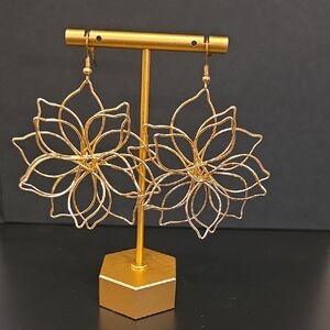 Gold Floral Statement Wire Earrings